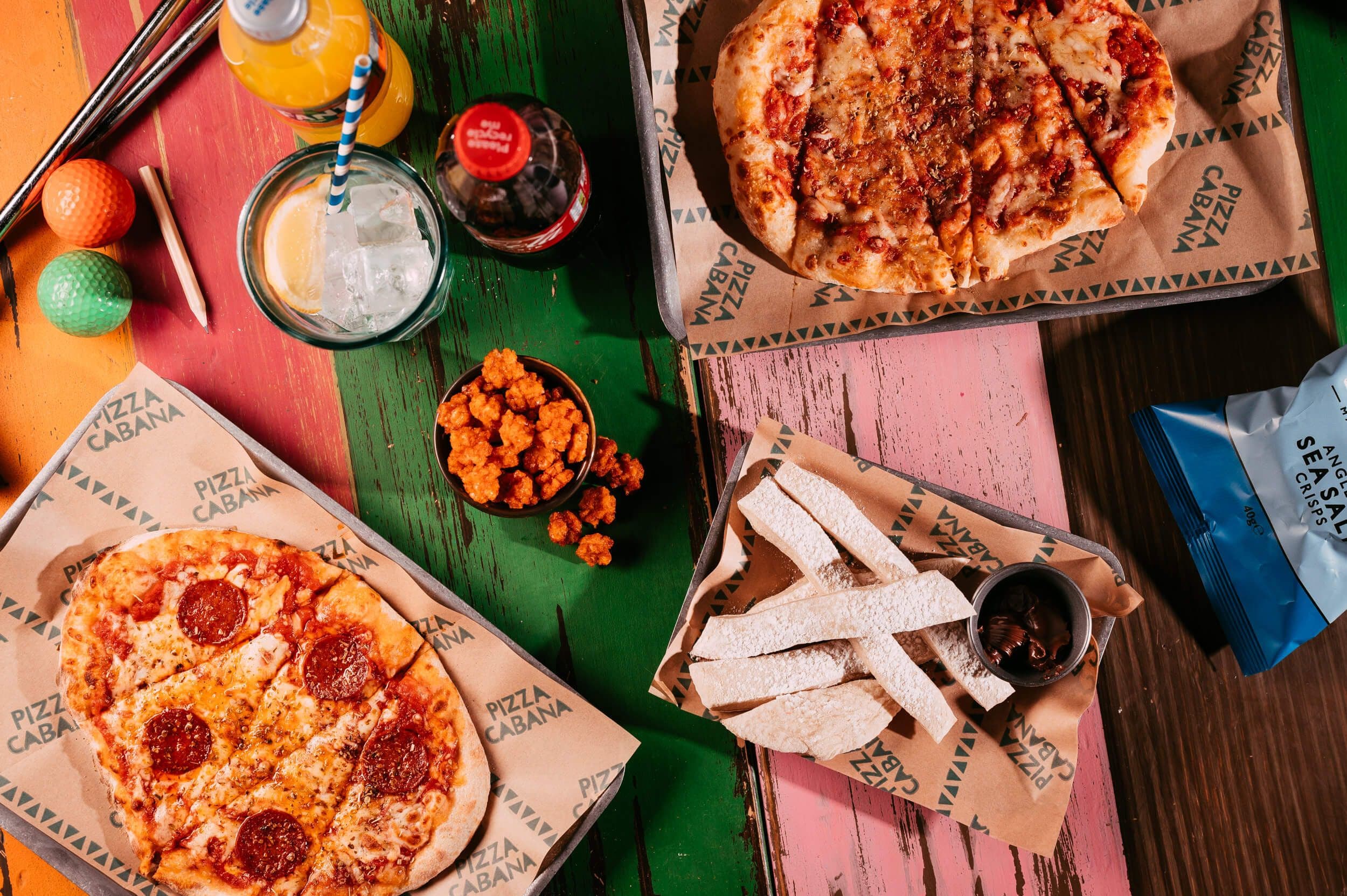 A selection of food available at Pizza Cabana in Treetop Golf.