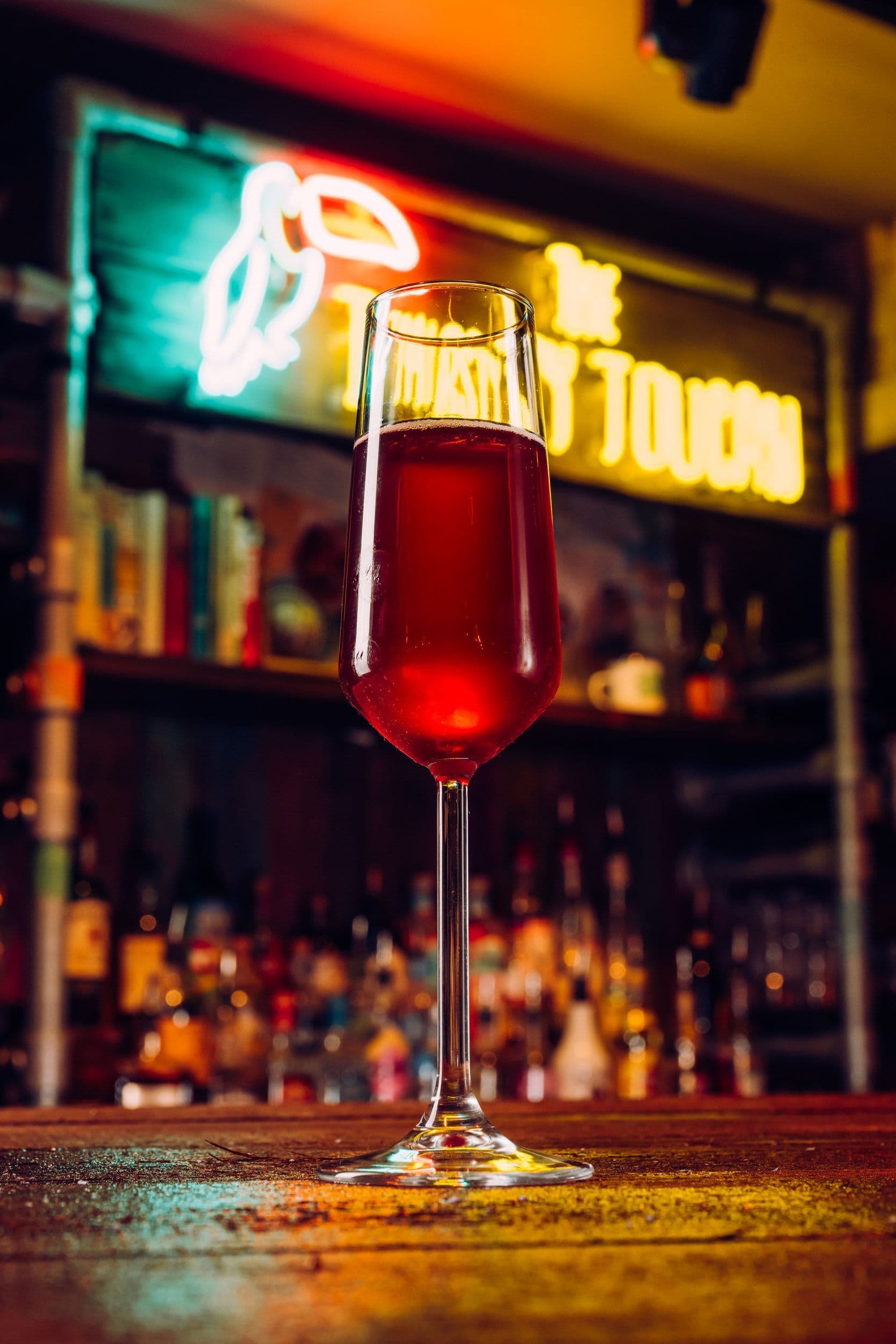A festive spritz displayed on the bar at Treetop Golf.