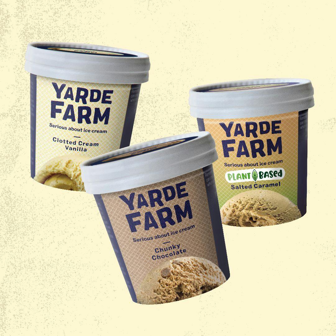 A cut out of 3 Yarde Farm ice cream flavours.